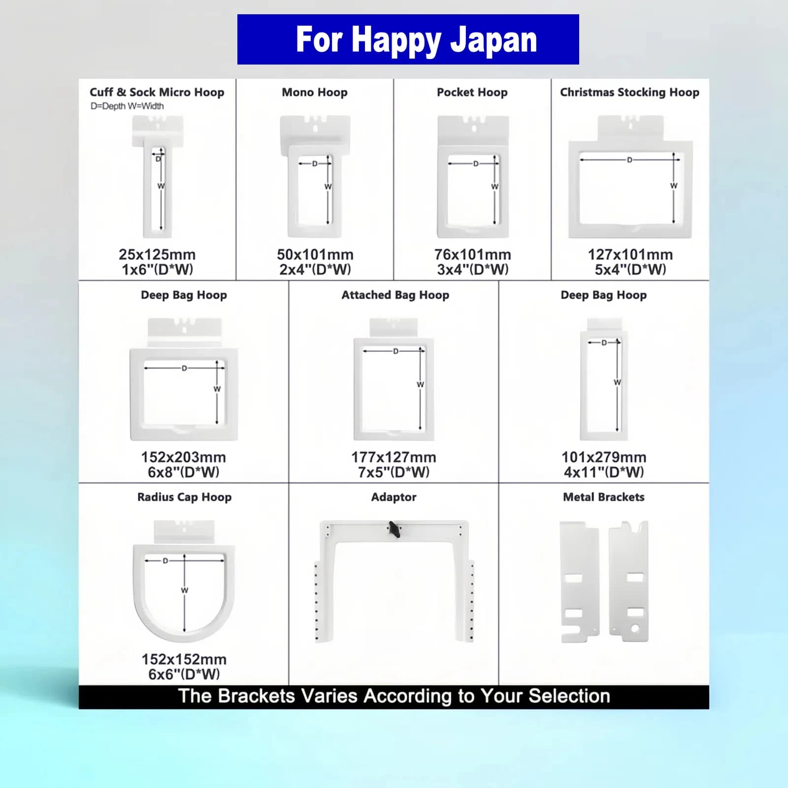 Kit telaio rapido magnetico 8in1 per Happy Japan HCS2-1201/02 HCH-701P HCD3E HCU-1501 HCD-1501 Mini macchina da ricamo all'ingrosso