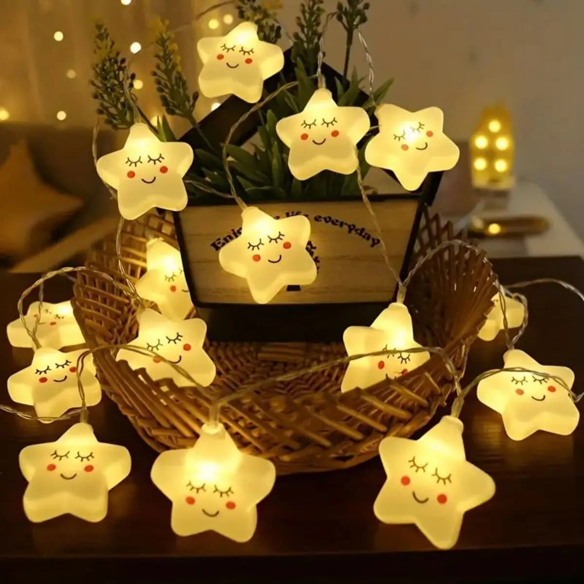 1 piece star LED string lights, battery powered decorative lights, Valentine's Day decorations and parties