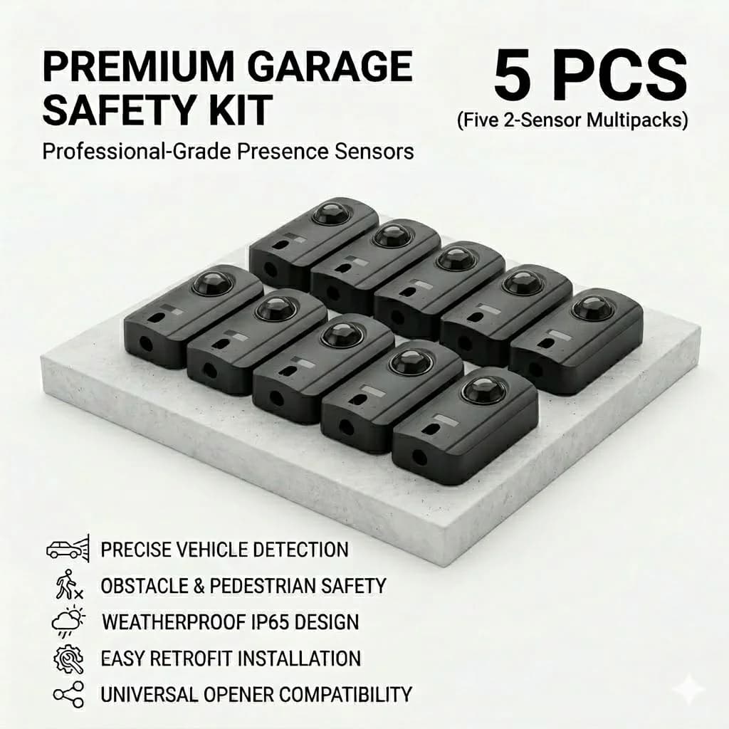 5 Pezzi Sensore a Fotocellula a Infrarossi Impermeabile Wireless AC DC 12V 24V per Porte Automatiche Scorrevoli e Basculanti, Apriporta Garage