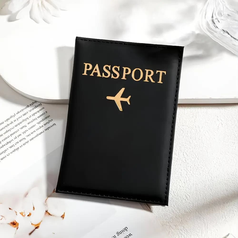 Custom Name Golden Stamped Passport Cover, Lightweight DIY Couple Holder for Business & Outdoor Travel