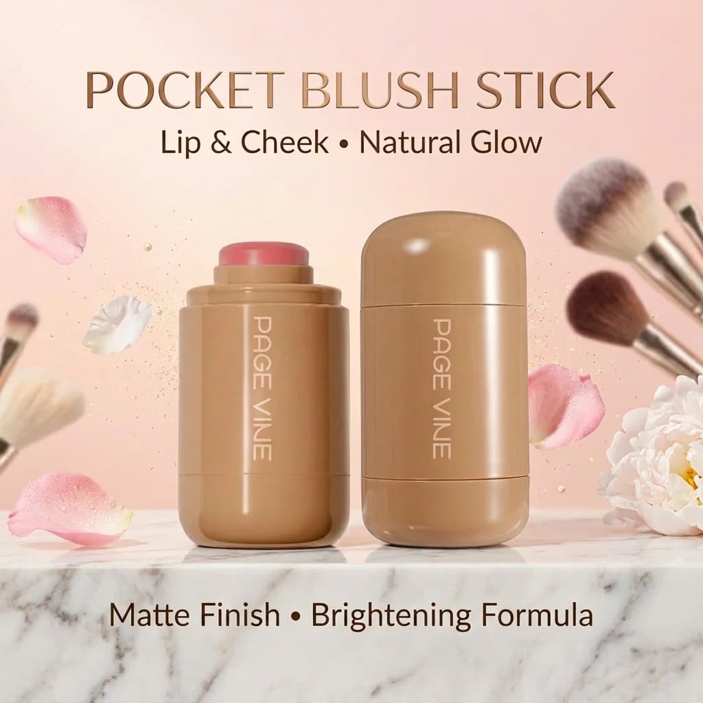 Stick Blush Tascabile 6 Colori – Naturale Nude Lucido Opaco 2 in 1 Rossetto e Contorno Guance, Blush e Illuminante in Stick