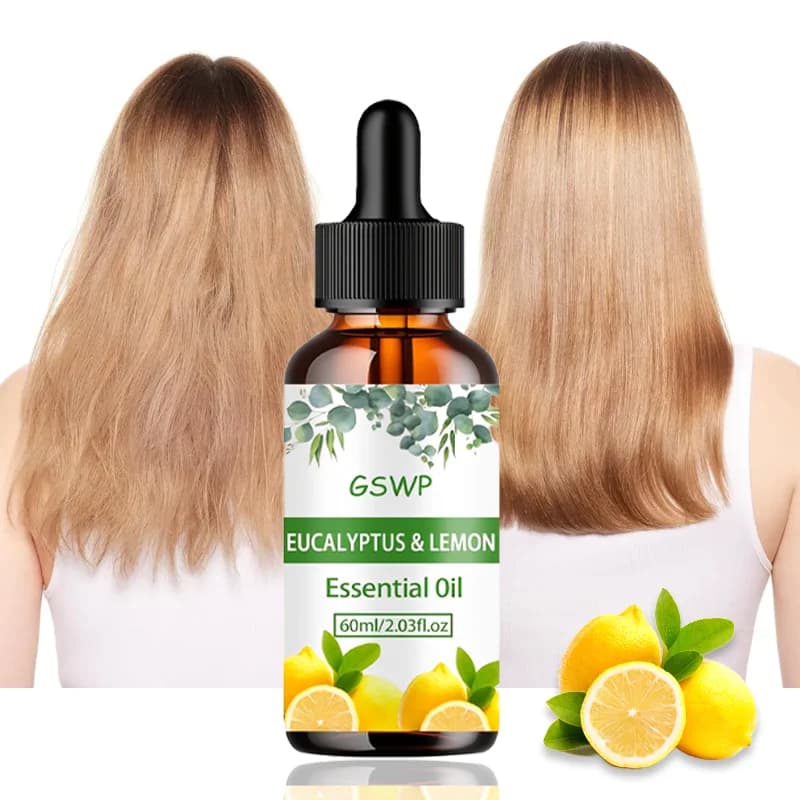 GSWP Olio essenziale di eucalipto e limone da 60 ml, cura dei capelli, cura della pelle, fragranza a lunga durata, adatto a tutti i tipi di pelle.60/120ml