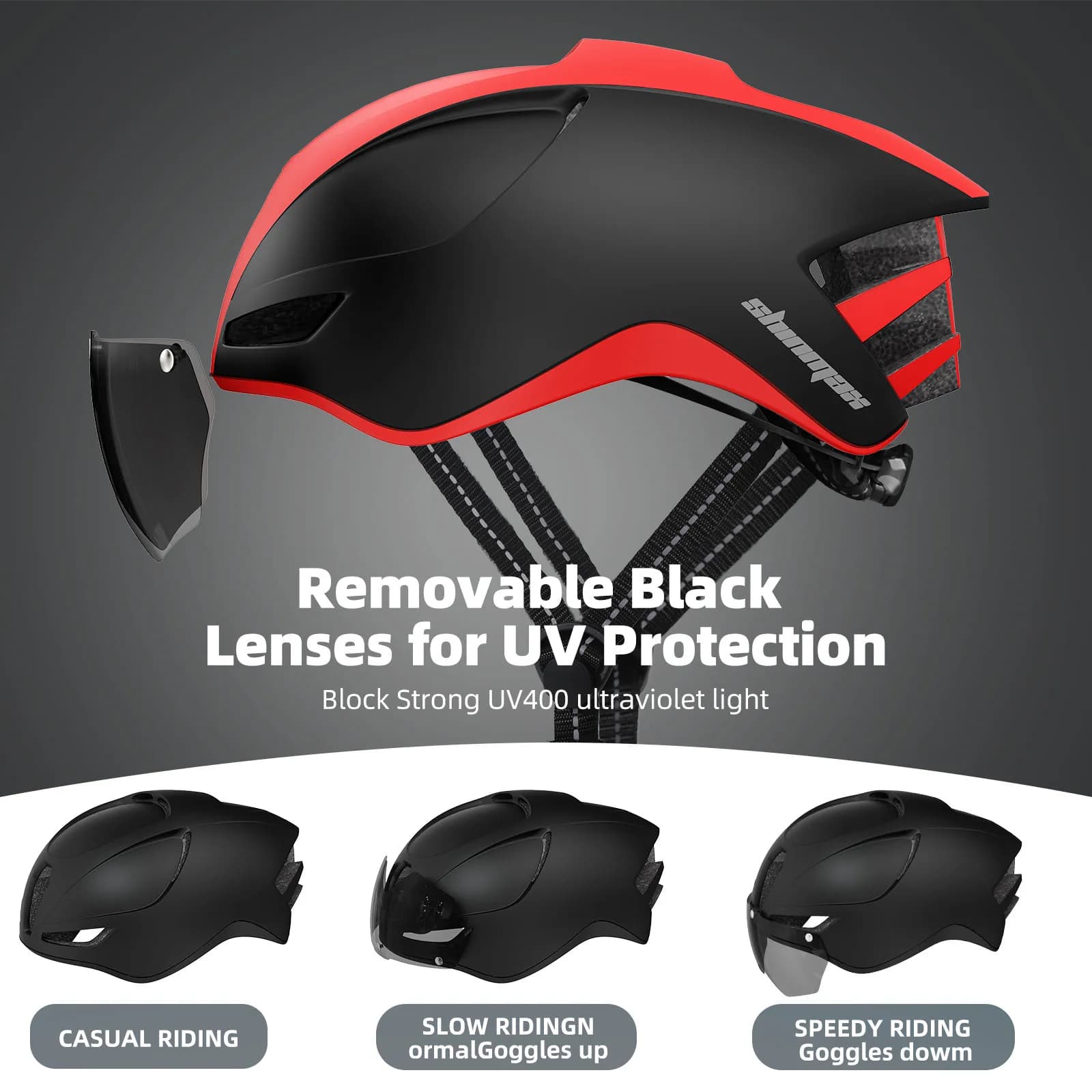 Casco da Bicicletta per Adulti, Casco con Occhiali Magnetici Rimovibili e Luce LED Ricaricabile USB per Bici da Strada e Mountain Bike