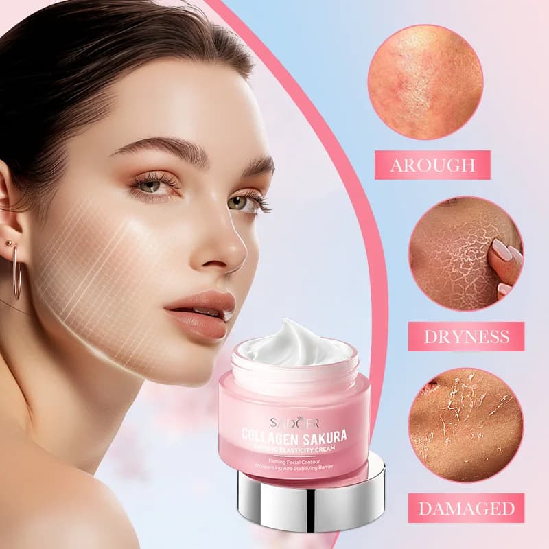 50g Sakura facial collagen cream natural ingredients firming reduces thin lines moisturizing anti-wrinkles Korean products for skin care