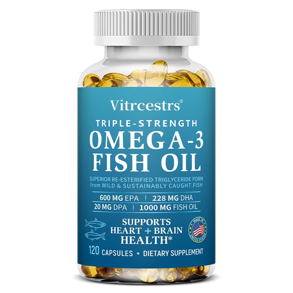 Integratore di Olio di Pesce Omega 3 - Rafforza il Sistema Immunitario e Promuove la Salute di Articolazioni, Occhi e Pelle, Benefico per la Salute del Cervello e del Cuore