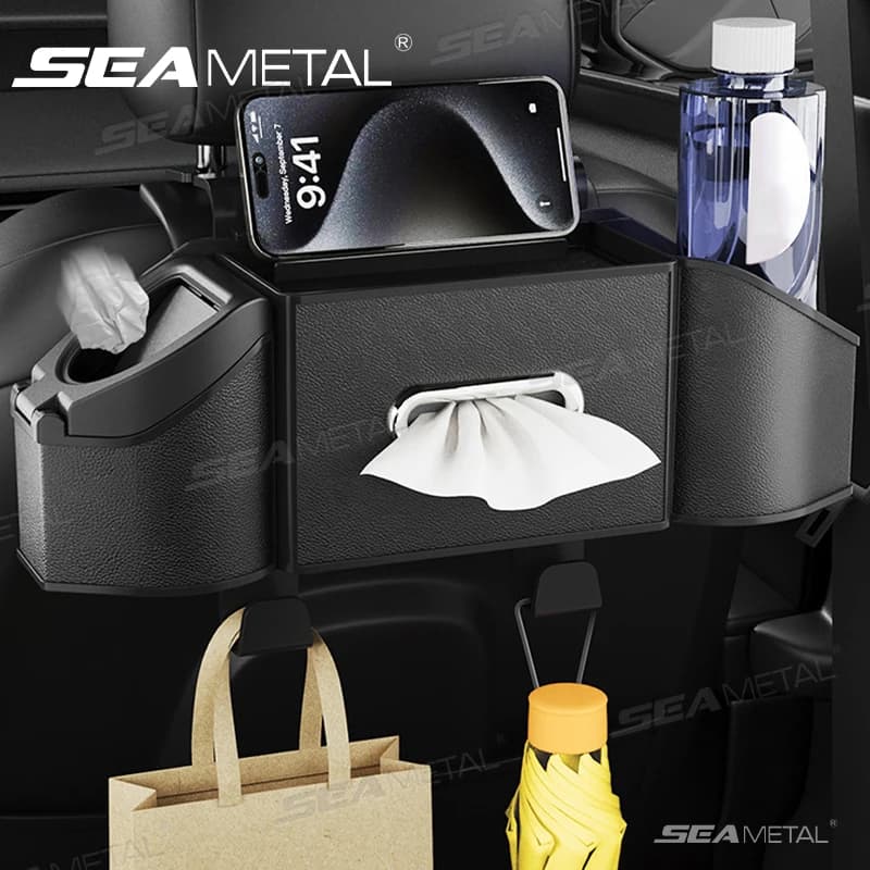 SEAMETAL Rear Seat Organizer for Car Car Multifunctional Car Storage Car Holder Universal/Pestine/Port of Handkerchiefs/ Telephone Support/Who Hooks
