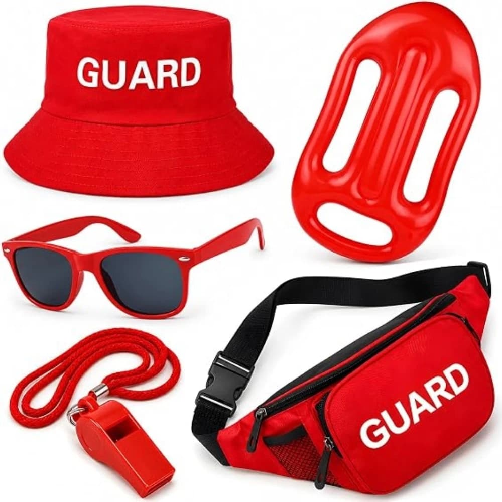 CJ Parker Baywatch Costume Accessories Cosplay Fisherman Hat Cap Inflatable Board Glasses Waist Bags Halloween Pool Party Suits