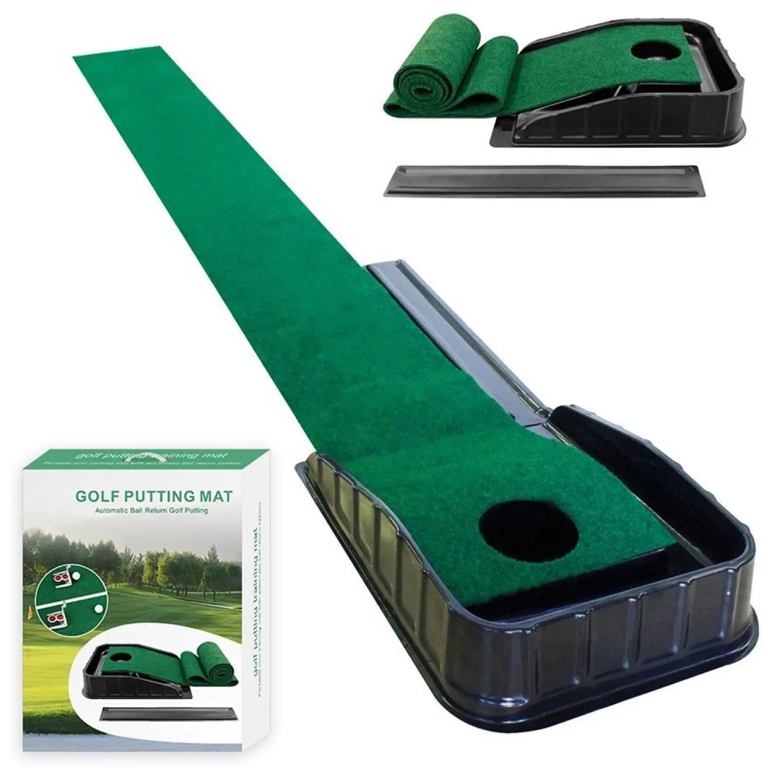 Tappetino da golf verde con sistema di ritorno automatico della palla Coperta da allenamento per golf opaca Aiuto facile da montare per interni per la casa nel cortile