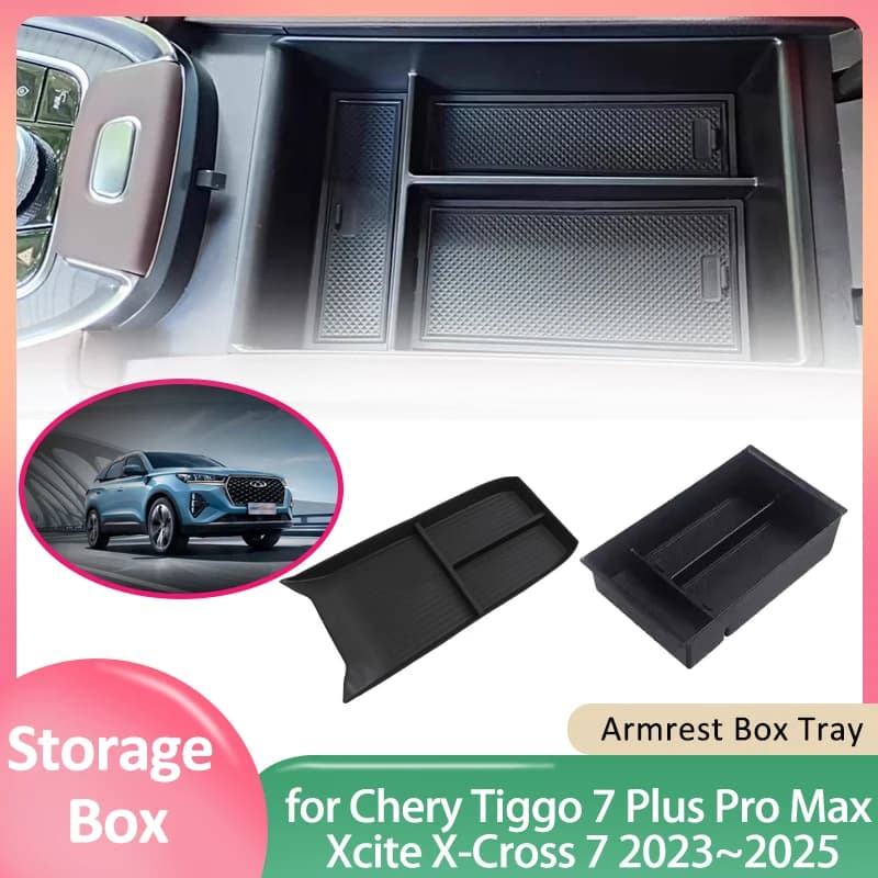 Scatola portaoggetti per auto per Chery Tiggo 7 Plus Pro Max Xcite X-Cross 7 2023 ~ 2025 2024 Console centrale Organizer Bracciolo Vassoio Accessori