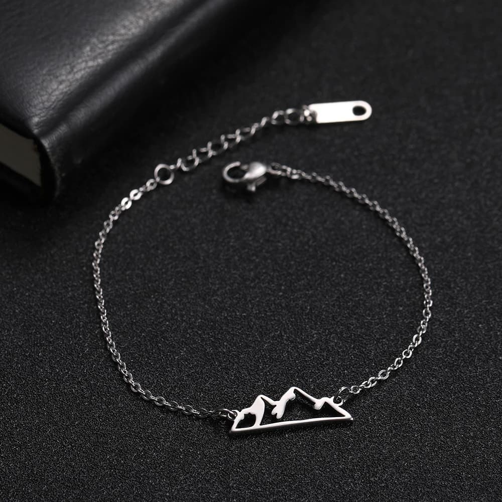 HIPEE Mountain Pendant Bracelet Stainless Steel Bracelet for Men Women Fashion Simple Women's Bracelets Jewelry Gift