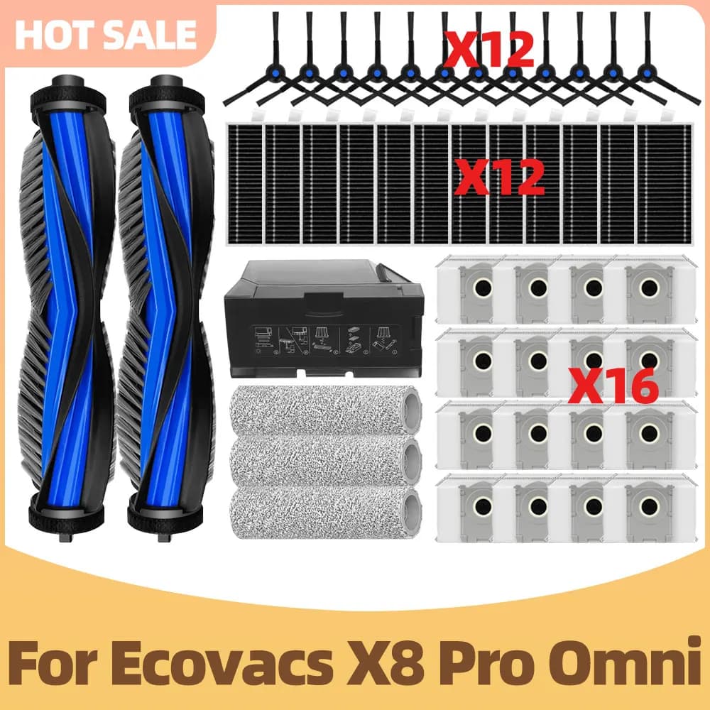 Compatibile con Ecovacs X8 Pro Omni Accessori Spazzola Principale Spazzola Laterale Filtro Panno Mop Sacchetto Polvere Contenitore Polvere Parti di Ricambio