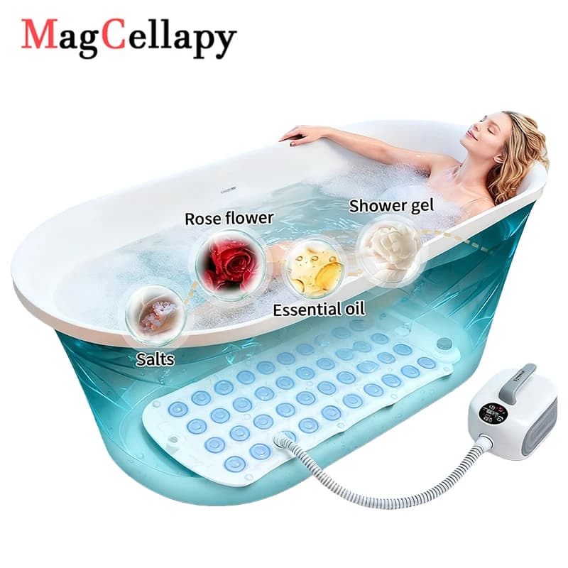 Tappetino Massaggiante per Vasca da Bagno con Bolle d'Aria, Telecomando e Cuscino Gonfiabile per Massaggio Completo del Corpo e Relax, per Salone SPA