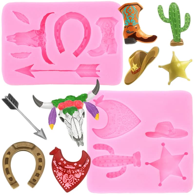 Stampi in Silicone testa di toro stampo per fondente con freccia di piume strumenti per decorare torte stampo per cioccolato Cactus stampi per caramelle a ferro di cavallo