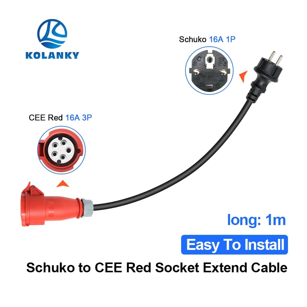Spina femmina di alimentazione rossa CEE per caricabatterie portatile EV adattatore presa Schuko collegare con 16A 3 fasi 11KW