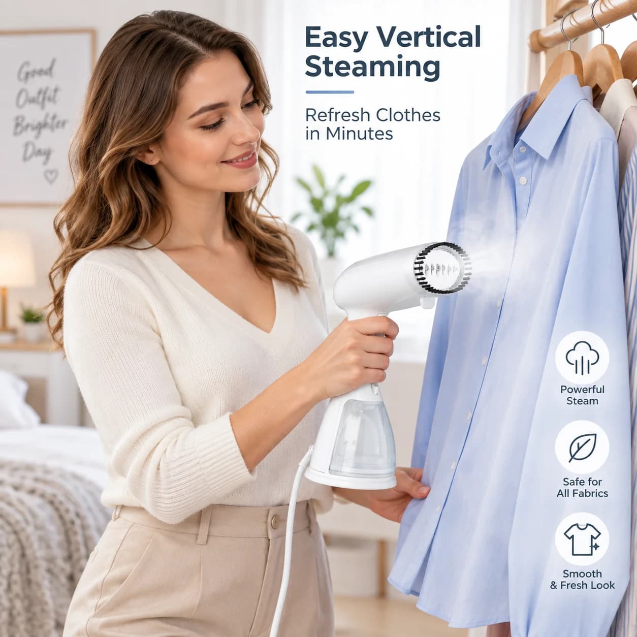 1500W Handheld Garment Steamer – 2-in-1 Steam Iron with Brush for Clothes – Fast Heat-Up Portable Wrinkle Remover with Detachable Water Tank for Home & Travel