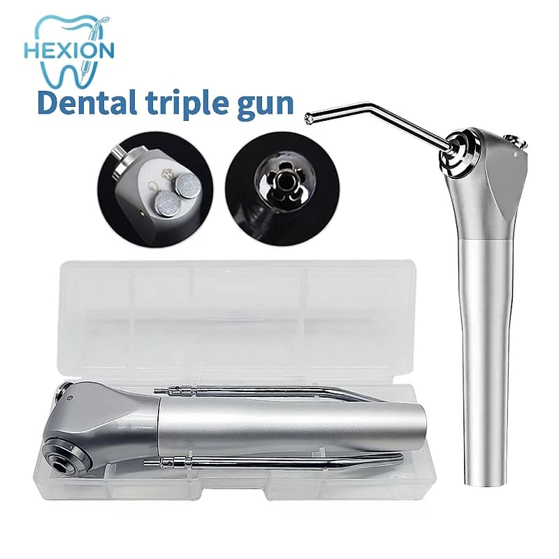 HEXION Dental Air Water Spray Syringe Triple 3Way 2 Nozzles Tips Metal Handle Teeth Triplex Whitening Handpiece Custom Engraving