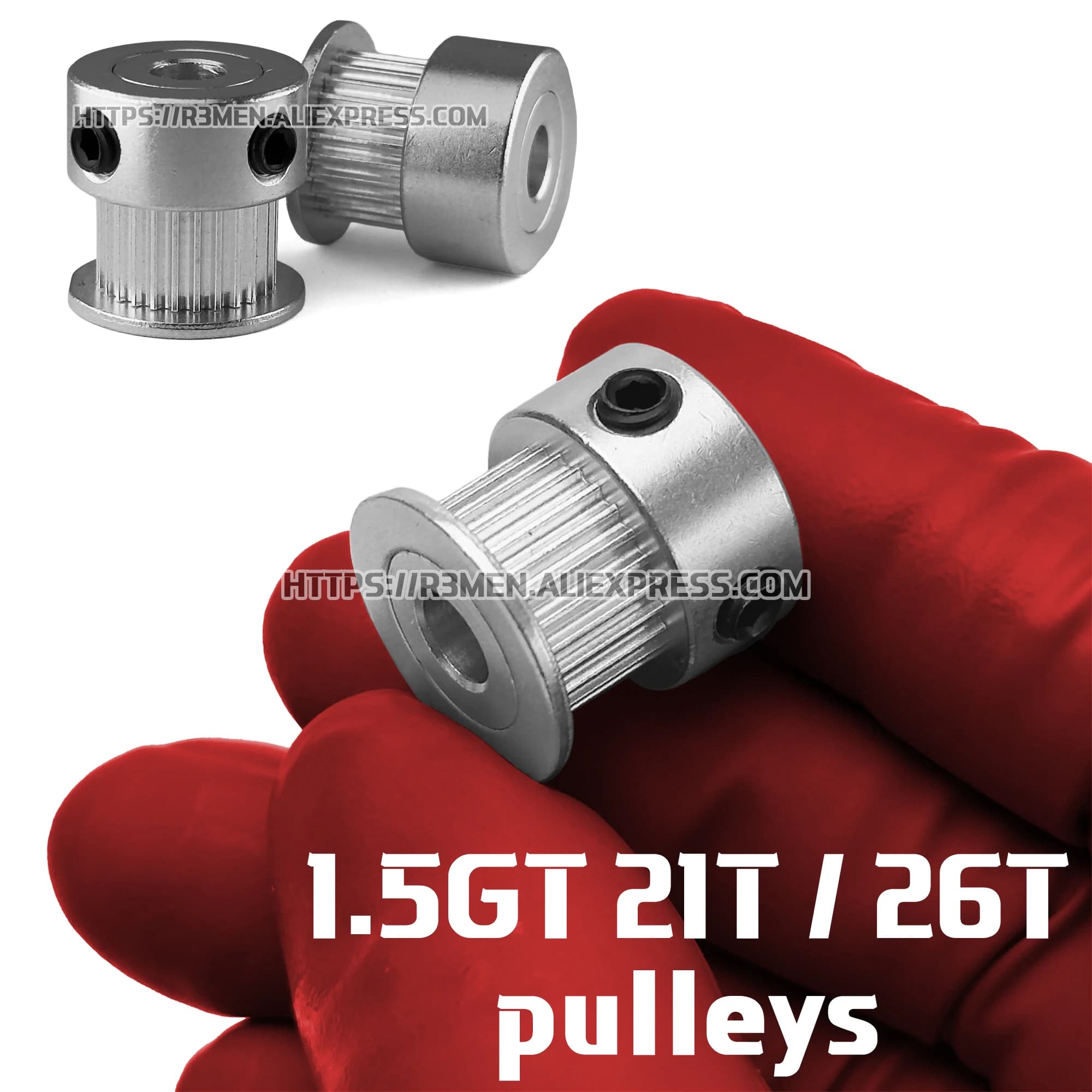 R3men | Low pulley VFA 1.5GT 21 26 hole teeth 5 mm for distribution belt from 6 mm to 9 mm for 3D printer