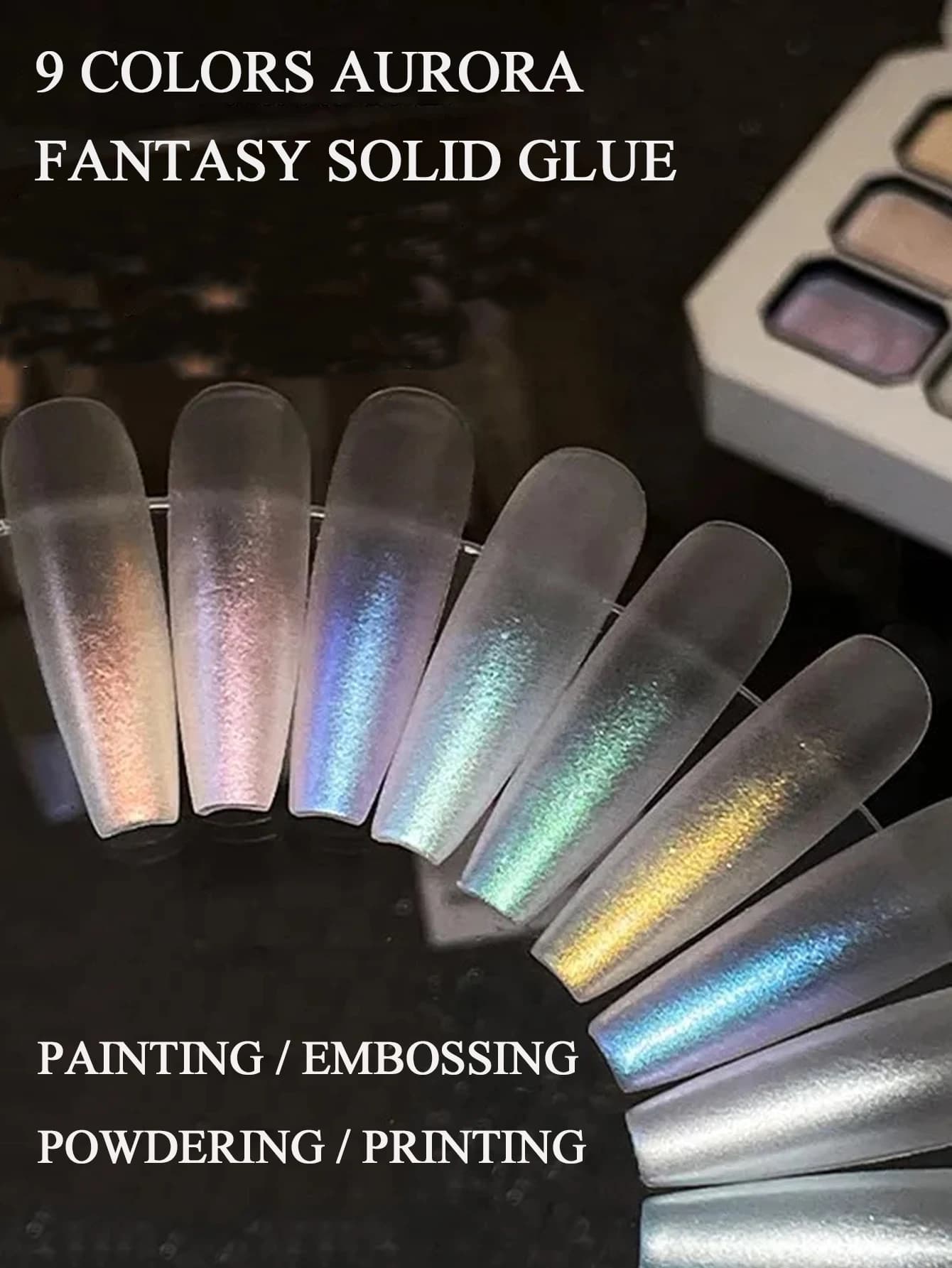 9 Colors Aurora Pearl Effect Solid Adhesive Gel Nail Polish Gradient Semi Permanent Soak Off UV LED Nail Art Gel Varnishes For N