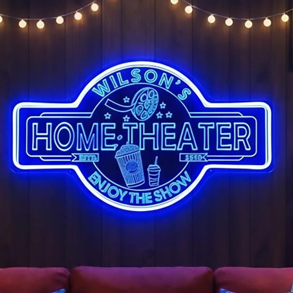 Custom Home Theater Neon Sign Personalized Cinema Decor Personalized Your Name Sign Theater Room Wall Decor