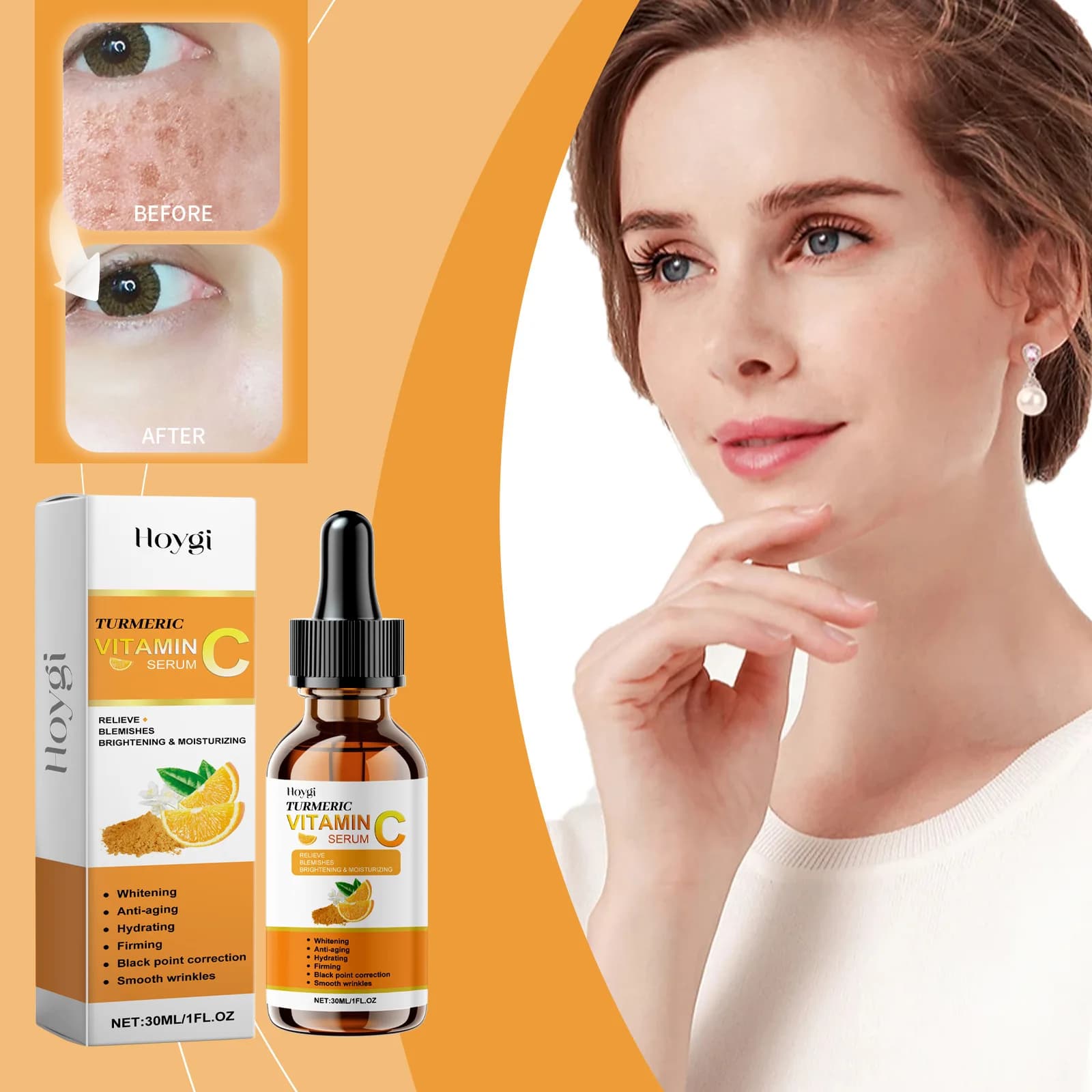 Hoygi 30ml Vitamin C serum for face Hydrating Hydrating Shaking for face Macchia Melanina Slim lines Siero face brightening
