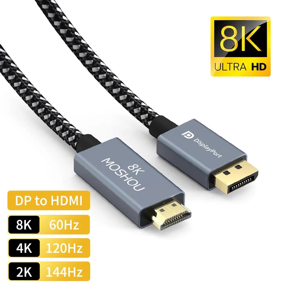DisplayPort 1.4 a HDMI 2.1 cavo 8K @ 60Hz 4K @ 120Hz Mini DP a HDMI HDR cavo Video per amplificatore TV PS4 PS5 RTX3080 NS proiettore