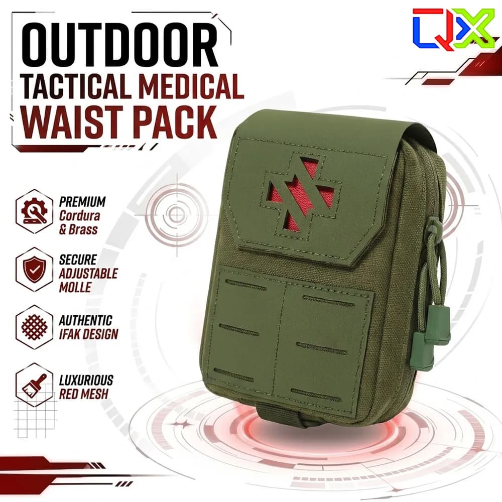QX Tactical Medical Pouch First Aid Kit EMT Emergency IFAK MOLLE Waist Bag for Outdoor Camping Survival Gear