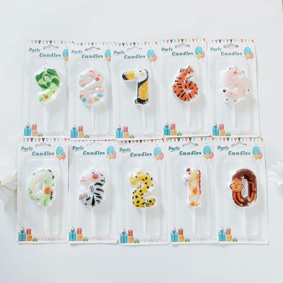 Animale del fumetto Torta di buon compleanno Candela Bambini Candela carina per feste Baby Happy First Birthday Decorazione da forno