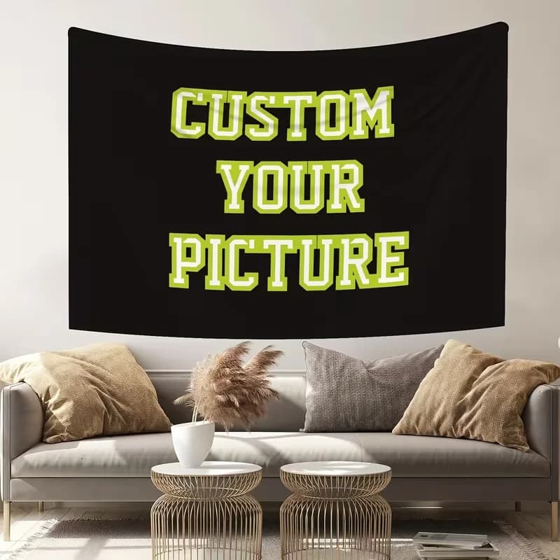 1pc Customizable Personalized Tapestry With Photos And Text, For Birthday, Wedding, Halloween, Christmas, Party