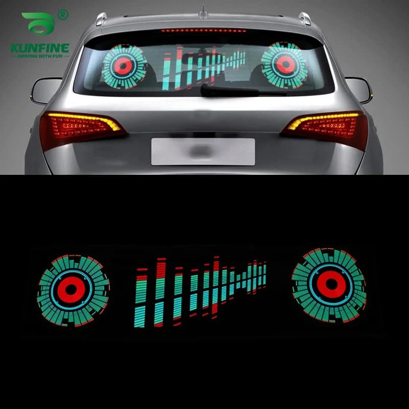 Parabrezza per auto LED Equalizzatore attivato dal suono Neon EL Luce Musica Ritmo Flash Lampada Adesivo Styling con controllo 90 * 25 cm