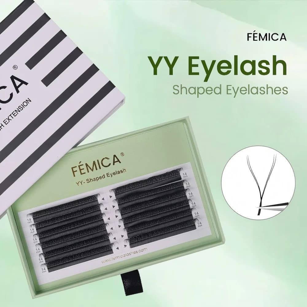 Ciglia Finte FemicaLashes YY in Visone, Extension Ciglia Premade Volume, Ciglia Morbide e Naturali per Trucco Fai-da-Te