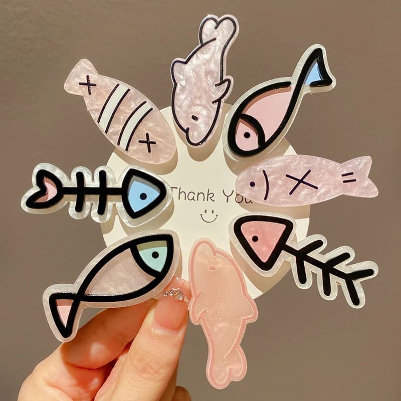 Japanese Cute Little Fish Bone Hairpin Girls' Bangs Clip Broken Hair Clip Student Original Fun Clip Hair Clips Headwear