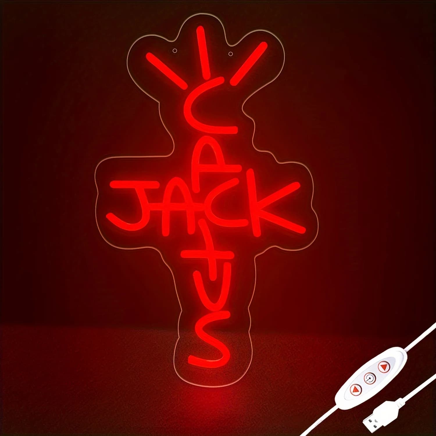 Insegna al neon a forma di cactus con lettere rosse, luce al neon dimmerabile per decorazione da parete, insegna luminosa da appendere con tema rap e West Coast.