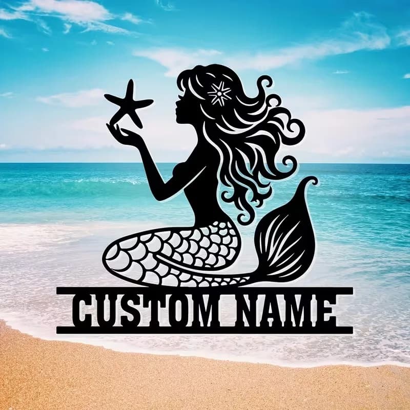 Custom Siren Shaped Metal Wall Sculptures, Customizable Wall Art, Beach Theme Decoration for Vacation Home / Valentine's Day