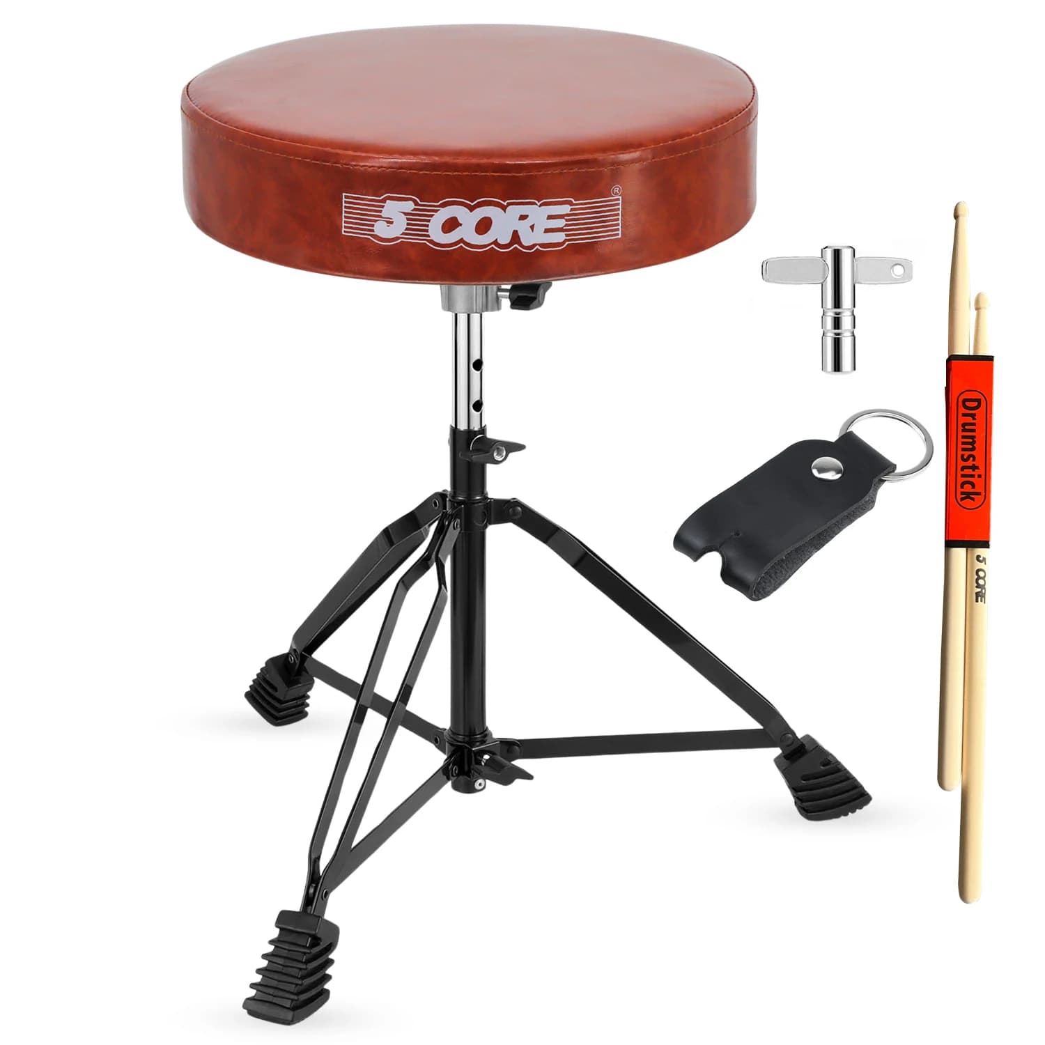 Sgabello per chitarra imbottito con trono per batteria a 5 nuclei Sedile per batterista regolabile per adulti e bambini DS BLKCH CML BR