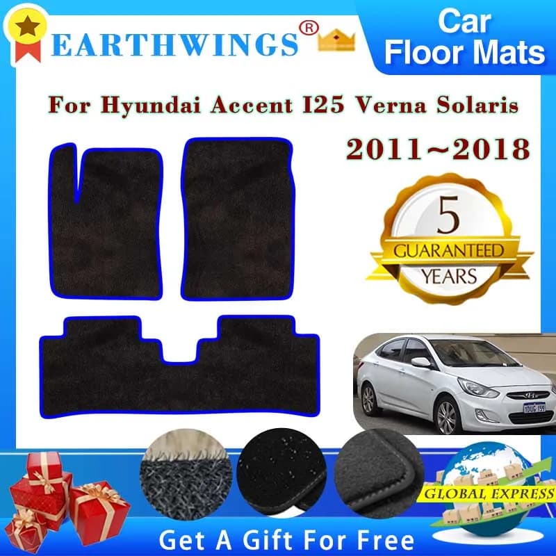 Tappetini auto Per Hyundai Accent I25 Verna Solaris 2011 ~ 2018 Tappeti Pedane Tappeti Copertura Rilievi del piede Accessori interni Adesivo