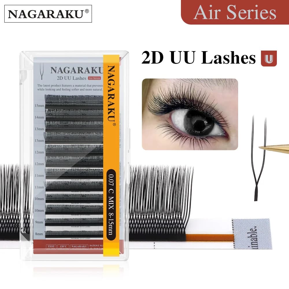 NAGARAKU U Shape YY 2D UU Extensions of soft and light natural eyelashes Supply for parallel makeup