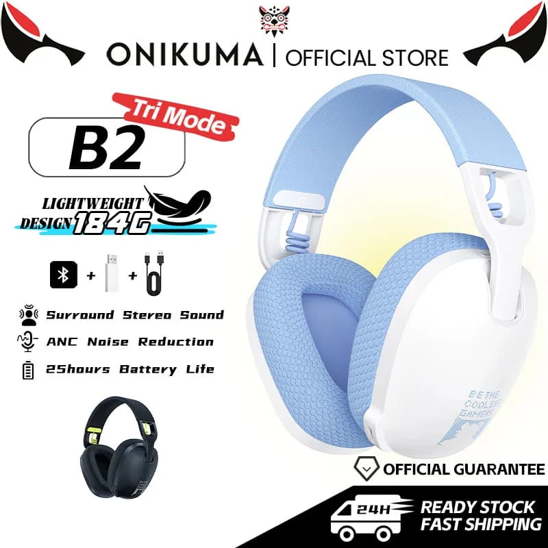 2025 New Onikuma Wireless Gaming Headphones for PS5 PS4 PC 2.4 GHz USB Gaming Headphones with Microphone Ergonomic Design 5.3 Headphones