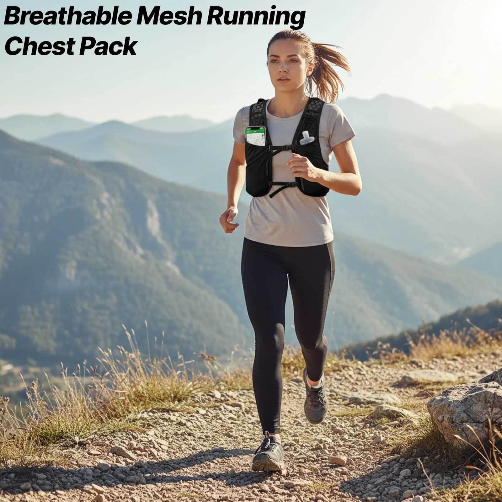 Running Backpack Breathable Mesh Running Chest Pack Hydration Vest Backpack Hexagonal Pattern Chest Pocket Vest Bag for Cycling