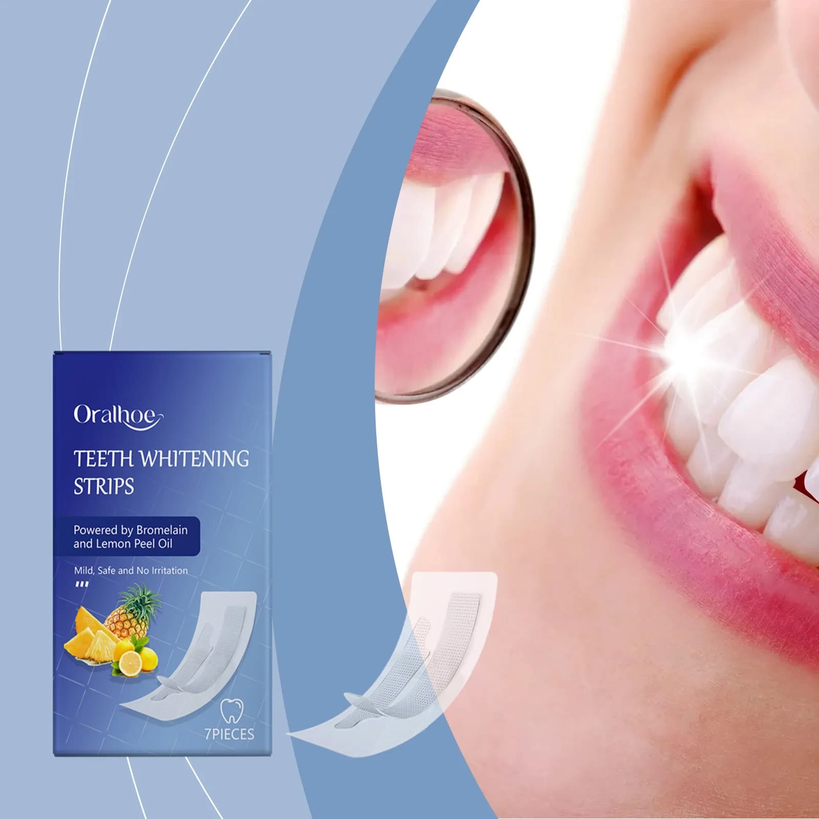 Oralhoe 7 pz Strisce Sbiancanti Per Denti Lenire Gomma Orale Bellezza Dei Denti Illuminare Macchia Rimuovere Il Grano Odore Fresco Strisce Sbiancanti Dei Denti