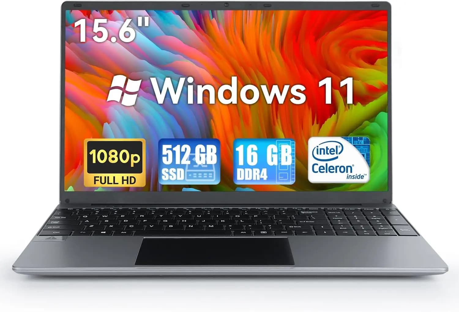 Laptop da 15,6 pollici Notebook Windows 11 16G RAM 512GB SSD Quad-Core Processori Intel Celeron N5095 Computer portatile 1080P IPS FHD