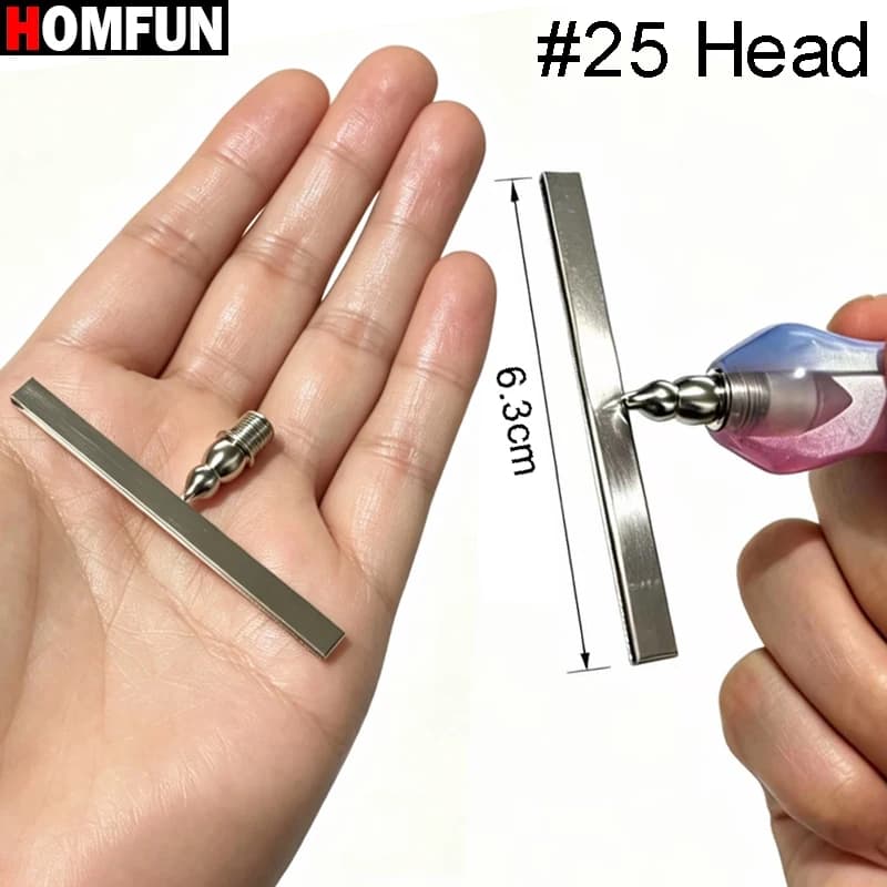 HOMFUN Nuova Penna Lunga con Punta a 25 Punte per Diamond Painting, Sottile Punta Filettata Multifunzionale in Acciaio Inossidabile per Ricamo e Nail Art