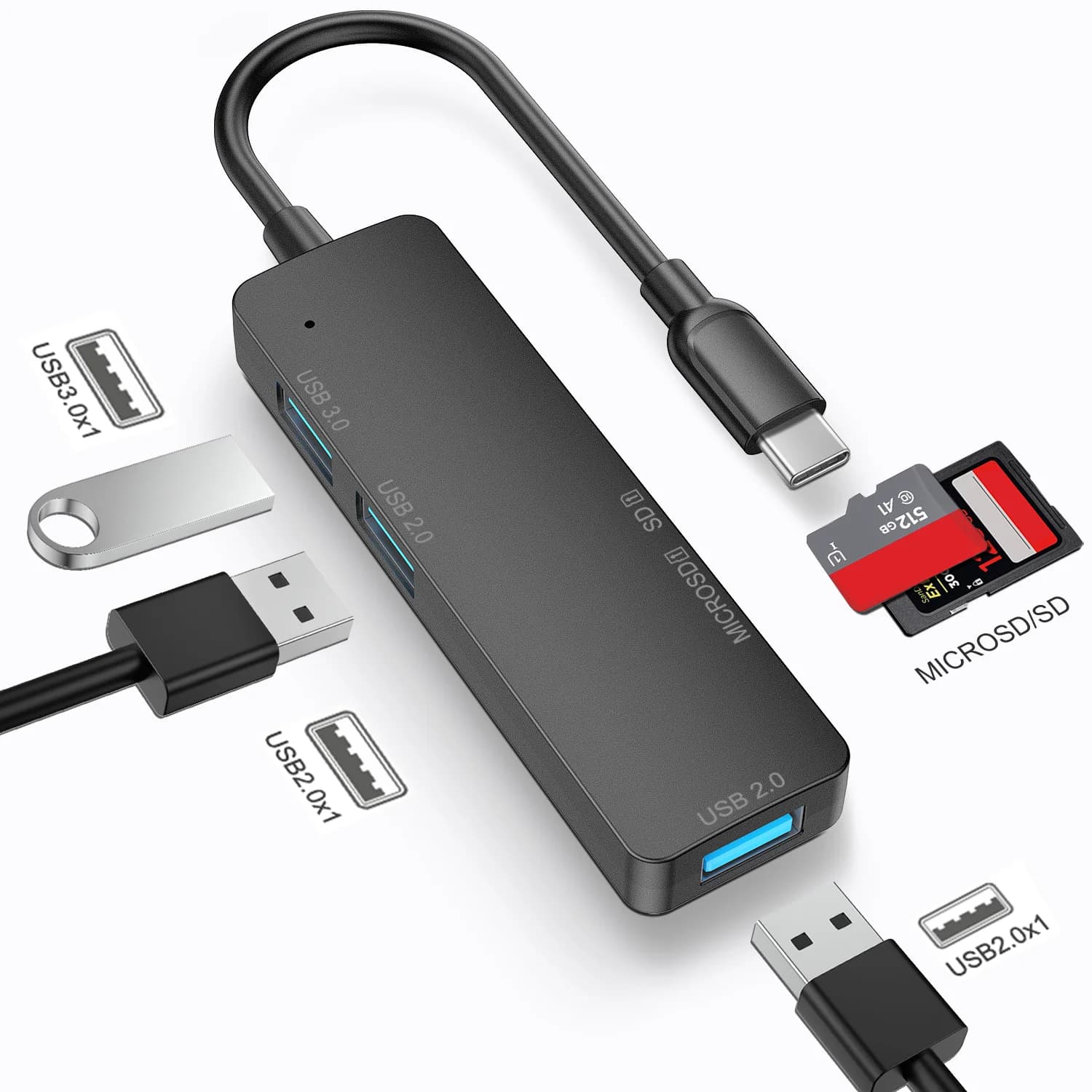 Splitter USB Hub USB 5in1 Docking station di tipo C Hub USB per laptop 3.0 per hub del telefono cellulare del computer