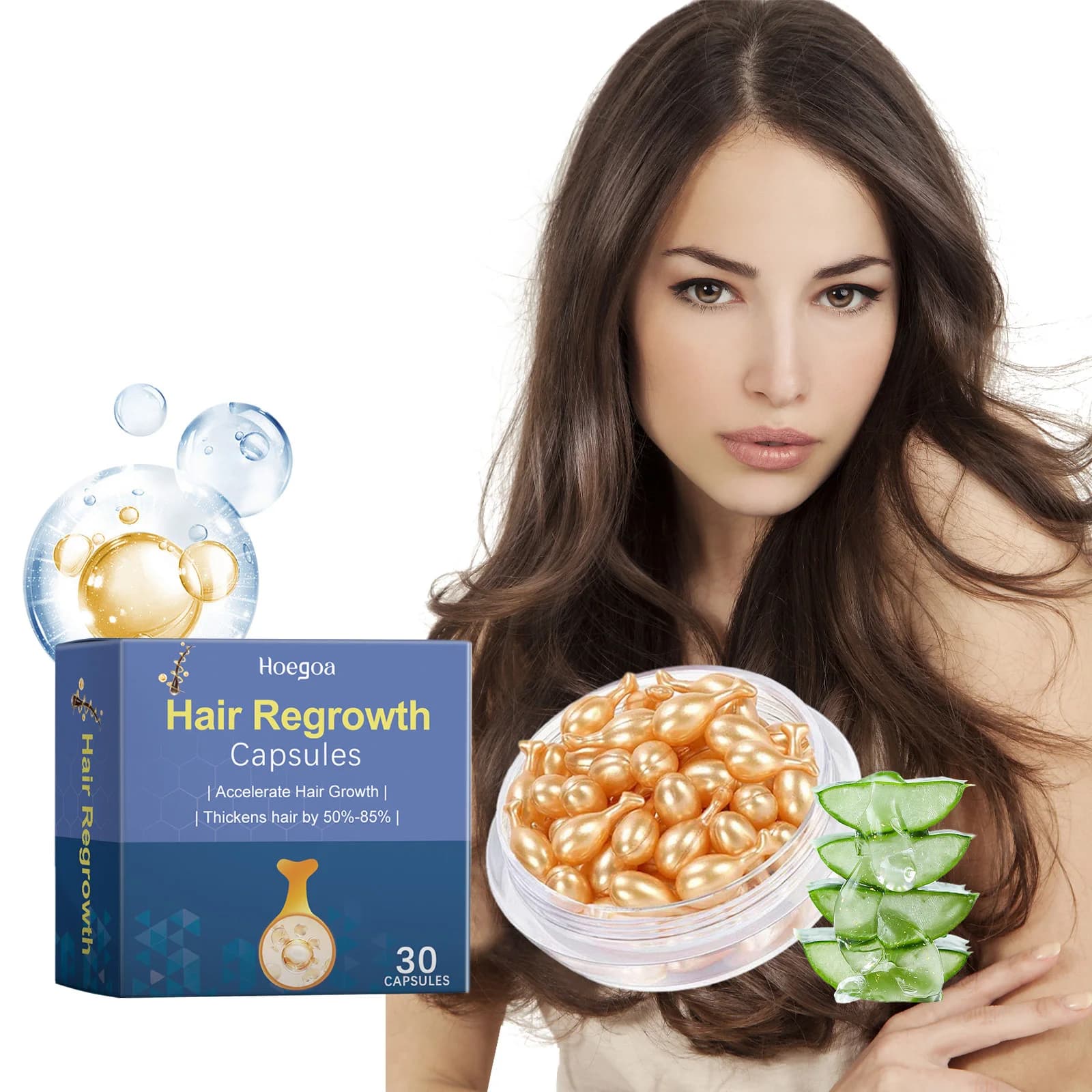 Capsule per la ricrescita dei capelli Addensano Accelera la crescita dei capelli Marocco Olio essenziale Morbido idratante Capsula per la cura dei capelli senza risciacquo del cuoio capelluto
