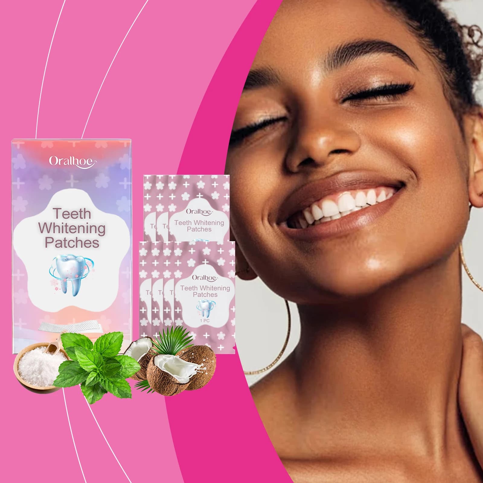 Oralhoe 7 pcs Whitening of the Denti Strips Removal Macchie Hygiene Oral Care Alito Fresh Mint Perfume Smooth Strips Dentali whitening