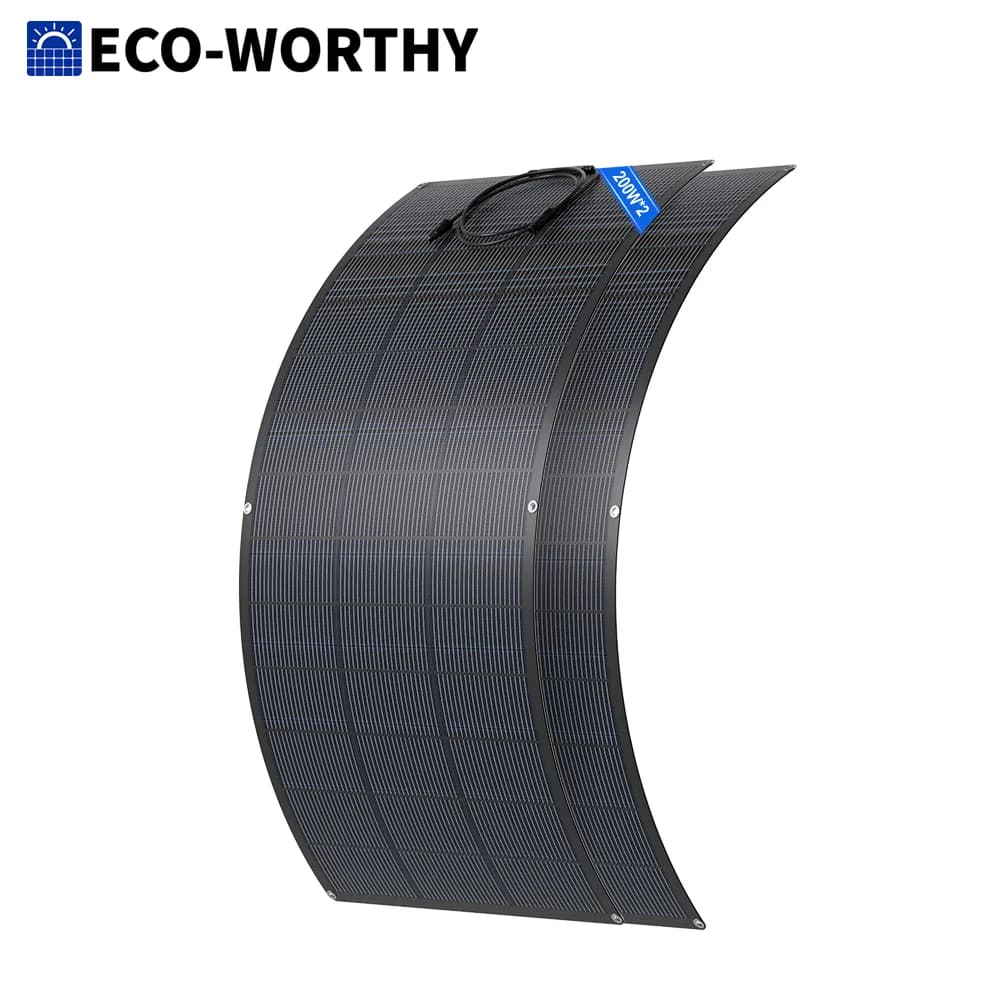 ECO-WORTHY 2Pack 200W Flexible HJT Solar Panel 18V ETFE 18BB 25% High Efficiency