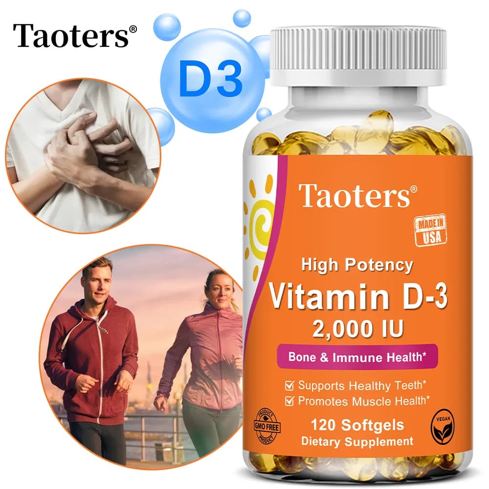Capsule di Vitamina D3 Organica 2000 UI, Integratore Naturale della Vitamina del Sole, Supporta il Sistema Immunitario, la Salute di Ossa, Denti e Muscoli