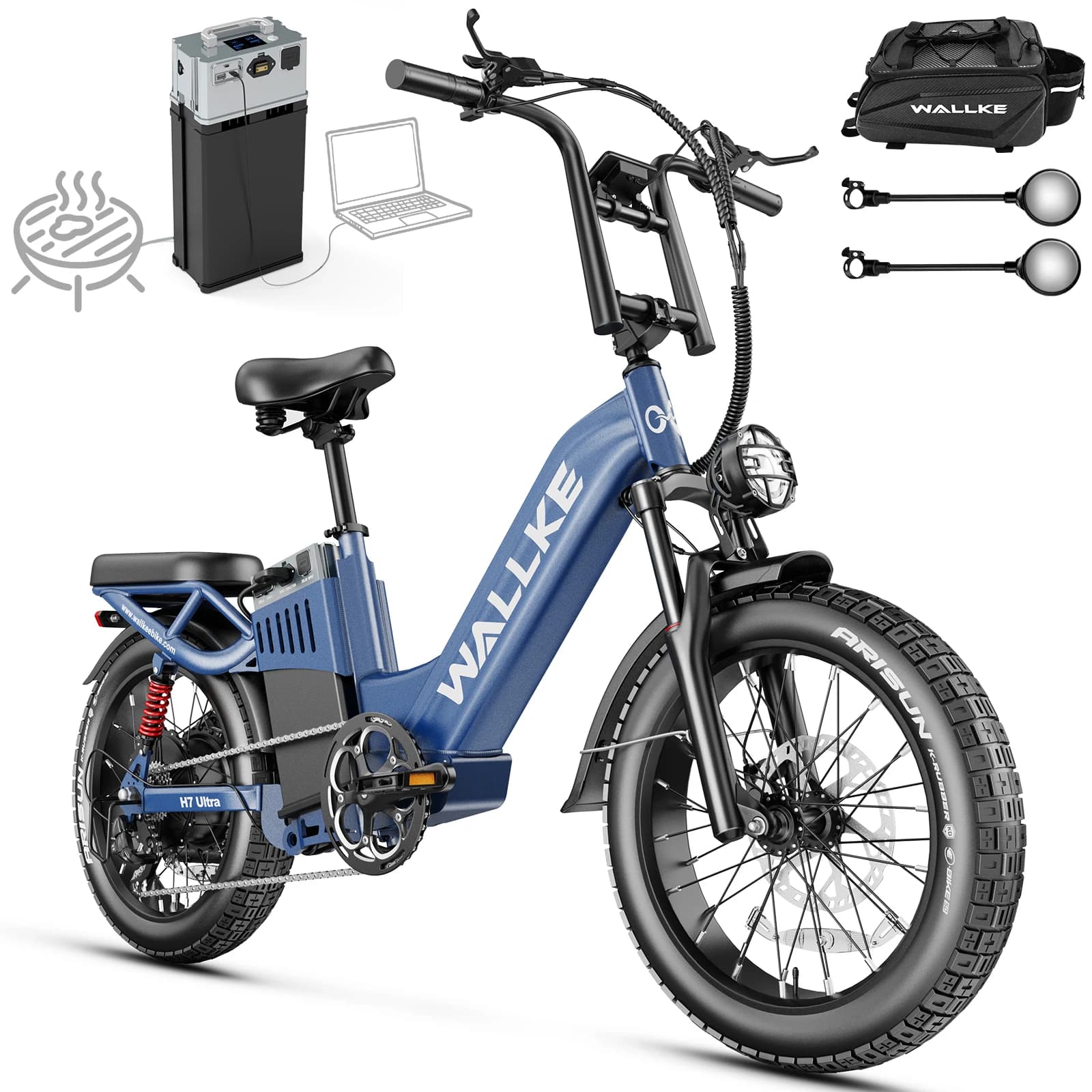 Wallke H7 ULTRA Electric Bike Charging Station 4000W 37MPH Fast for Adults 48V 55Ah Long Autonomy with Pair Sensor
