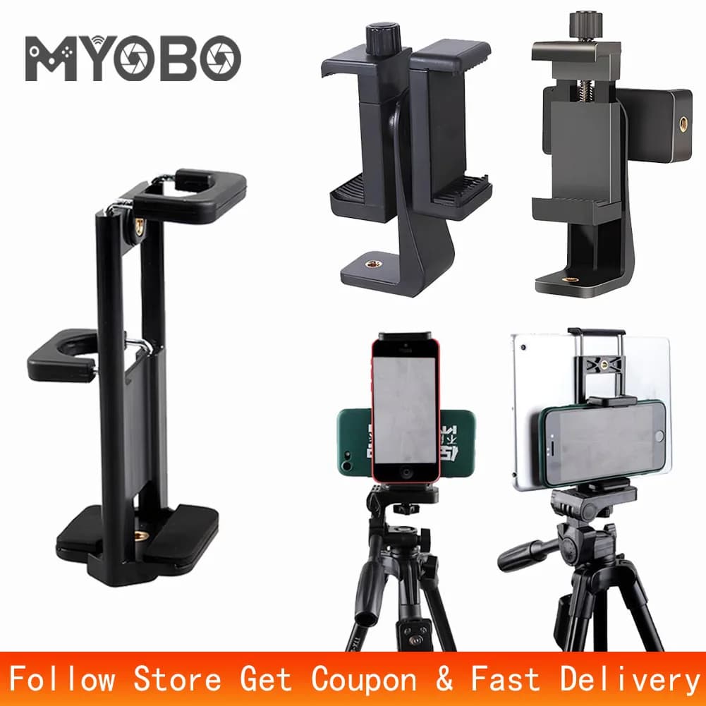 Supporto per telefono con attacco per treppiede MYOBO da 1/4 di pollice - Supporto universale per cellulare con clip per selfie stick, adattatore per monopiede per la maggior parte dei cellulari