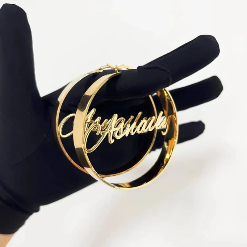 Orecchini saldati personalizzati orecchini con nome medio saldato in acciaio inossidabile nome personalizzato gioielli quotidiani miglior regalo di natale per le donne