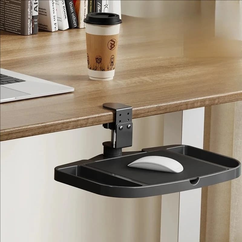 Morsetto sull'organizzatore da scrivania Comodo Facile da installare 360 ° Vassoio per mouse girevole sotto la scrivania per il posto di lavoro dell'ufficio della camera da letto della casa del dormitorio